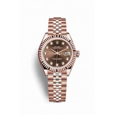 Replica Rolex Datejust 28 18 ct Everose gold 279175 Chocolate set diamonds Dial Watch m279175-0010
