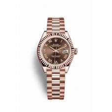 Replica Rolex Datejust 28 18 ct Everose gold 279175 Chocolate Dial Watch m279175-0014