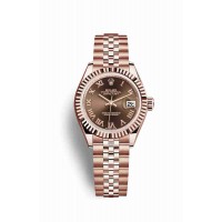 Replica Rolex Datejust 28 18 ct Everose gold 279175 Chocolate Dial Watch m279175-0015