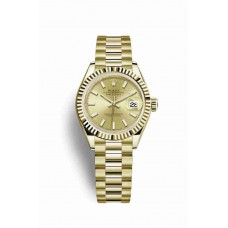Replica Rolex Datejust 28 18 ct yellow gold 279178 Champagne-colour Dial Watch m279178-0001