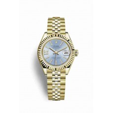 Replica Rolex Datejust 28 18 ct yellow gold 279178 Cornflower blue set diamonds Dial Watch m279178-0010