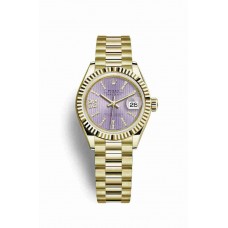 Replica Rolex Datejust 28 18 ct yellow gold 279178 Lilac set diamonds Dial Watch m279178-0011