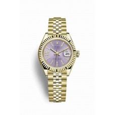Replica Rolex Datejust 28 18 ct yellow gold 279178 Lilac set diamonds Dial Watch m279178-0012