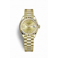 Replica Rolex Datejust 28 18 ct yellow gold 279178 Champagne-colour set diamonds Dial Watch m279178-0013