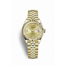 Replica Rolex Datejust 28 18 ct yellow gold 279178 Champagne-colour set diamonds Dial Watch m279178-0014