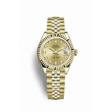 Replica Rolex Datejust 28 18 ct yellow gold 279178 Champagne-colour set diamonds Dial Watch m279178-0024