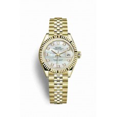 Replica Rolex Datejust 28 18 ct yellow gold 279178 White mother-of-pearl set diamonds Dial Watch m279178-0026
