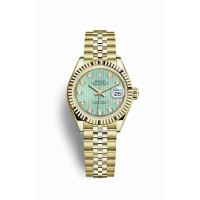 Replica Rolex Datejust 28 18 ct yellow gold 279178 Mint green set diamonds Dial Watch m279178-0028