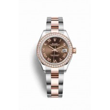 Replica Rolex Datejust 28 Everose Rolesor Oystersteel 18 ct Everose gold 279381RBR Chocolate Dial Watch m279381rbr-0010