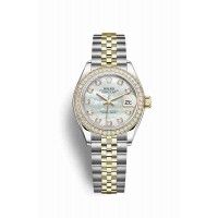 Replica Rolex Datejust 28 Yellow Rolesor Oystersteel 18 ct yellow gold 279383RBR White mother-of-pearl set diamonds Dial Watch m279383rbr-0019