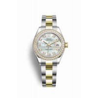 Replica Rolex Datejust 28 Yellow Rolesor Oystersteel 18 ct yellow gold 279383RBR White mother-of-pearl set diamonds Dial Watch m279383rbr-0020