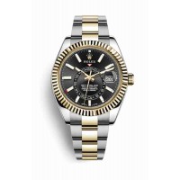 Replica Rolex Sky-Dweller Yellow Rolesor Oystersteel 18 ct yellow gold 326933 Black Dial Watch m326933-0002