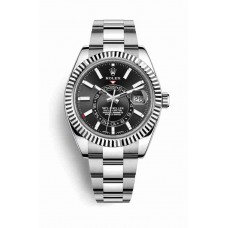 Replica Rolex Sky-Dweller White Rolesor Oystersteel 18 ct white gold 326934 Black Dial Watch m326934-0005