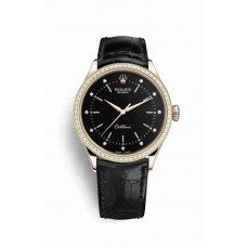 Replica Rolex Cellini Time 18 ct Everose gold 50705RBR Black set diamonds Dial Watch m50705rbr-0014