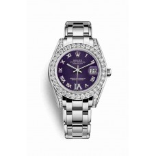 Replica Rolex Pearlmaster 34 18 ct white gold lugs set diamonds 81159 Purple set diamonds Dial Watch m81159-0046