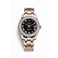 Replica Rolex Pearlmaster 34 18 ct Everose gold 81285 Black Dial Watch m81285-0044