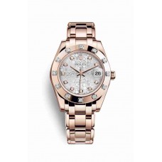 Replica Rolex Pearlmaster 34 18 ct Everose gold 81315 Silver Jubilee design set diamonds Dial Watch m81315-0006