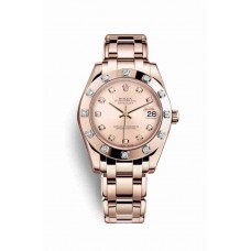 Replica Rolex Pearlmaster 34 18 ct Everose gold 81315 Pink set diamonds Dial Watch m81315-0009