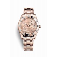 Replica Rolex Pearlmaster 34 18 ct Everose gold 81315 Pink raised floral motif Dial Watch m81315-0020