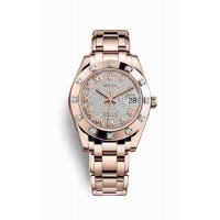 Replica Rolex Pearlmaster 34 18 ct Everose gold 81315 Diamond-paved Dial Watch m81315-0024