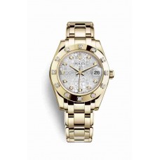 Replica Rolex Pearlmaster 34 18 ct yellow gold 81318 Silver Jubilee design set diamonds Dial Watch m81318-0003