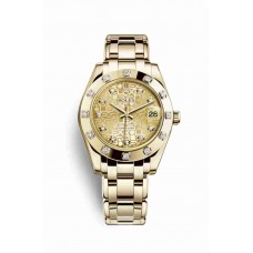Replica Rolex Pearlmaster 34 18 ct yellow gold 81318 Champagne-colour Jubilee design set diamonds Dial Watch m81318-0010