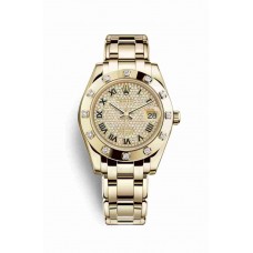 Replica Rolex Pearlmaster 34 18 ct yellow gold 81318 Diamond-paved Dial Watch m81318-0044