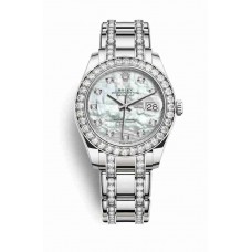 Replica Rolex Pearlmaster 39 18 ct white gold 86289 White mother-of-pearl set diamonds Dial Watch m86289-0002