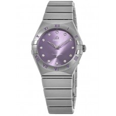 Omega Constellation Quartz 28 MM Purple Diamond Dial Steel Women's Replica Watch 131.10.28.60.60.002