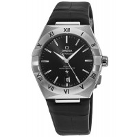Omega Constellation Co-Axial Master Chronometer Black Dial Black Leather Strap Men's Replica Watch 131.13.39.20.01.001