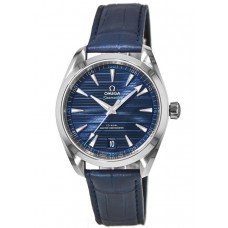 Omega Seamaster Aqua Terra 150m Master Co-Axial Chronometer Blue Dial Blue Leather Men's Replica Watch 220.13.41.21.03.001