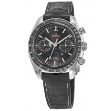 Omega Speedmaster Moonphase Co-Axial Master Chronometer Chronograph Black Dial Leather Strap Men's Replica Watch 304.33.44.52.01.001