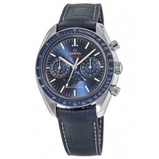 Omega Speedmaster Moonphase Co-Axial Master Chronometer Chronograph Blue Dial Leather Strap Men's Replica Watch 304.33.44.52.03.001