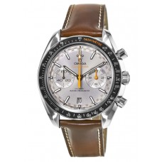 Omega Speedmaster Racing Chronometer Automatic Grey Chronograph Dial Brown Leather Strap Men's Replica Watch 329.32.44.51.06.001