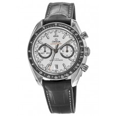 Omega Speedmaster Racing Chronometer White Chronograph Black Leather Strap Men's Replica Watch 329.33.44.51.04.001