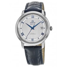 Omega De Ville Prestige Co-Axial 39.5mm Grey &amp; Blue Dial Leather Strap Men's Replica Watch 424.13.40.20.02.003