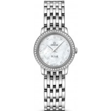 Omega De Ville Prestige Quartz 24.4mm Mother of Pearl Dial Diamond White Gold Women's Replica Watch 424.55.24.60.55.003
