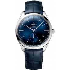 Omega De Ville Tresor Blue Dial Leather Strap Men's Replica Watch 435.13.40.21.03.002