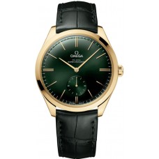 Omega De Ville Tresor Green Dial 18K Yellow Gold Leather Strap Men's Replica Watch 435.53.40.21.10.001