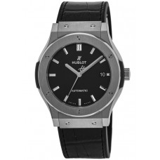 Hublot Classic Fusion Automatic Black Dial Titanium Case Leather Strap Men's Replica Watch 511.NX.1171.LR-PO
