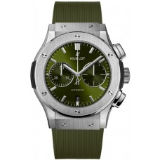 Hublot Classic Fusion Chronograph Green Dial Rubber Strap Men's Replica Watch 521.NX.8970.RX