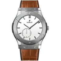 Hublot Classic Fusion Ultra Thin White Dial Brown Leather Strap Men's Replica Watch 545.NX.2210.LR