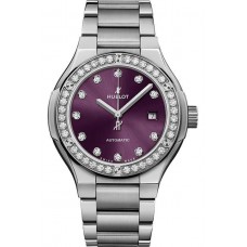 Hublot Classic Fusion 33mm Titanium Purple Diamond Dial Women's Replica Watch 585.NX.897V.NX.1204