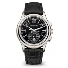 Patek Philippe Complications Annual Calendar Flyback Chronograph Black Leather  Men's Replica Watch 5905P-010