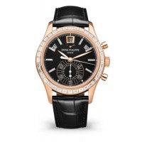 Patek Philippe Complications Annual Calendar Rose Gold Diamond Black Dial Men's Replica Watch 5961R-010