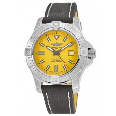 Breitling Avenger Automatic 45 Seawolf Yellow Dial Black Leather Strap Men's Replica Watch A17319101I1X2