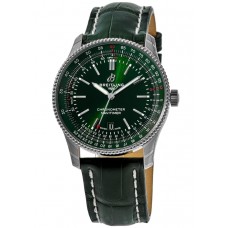 Breitling Navitimer Automatic 41 Green Dial Leather Strap Men's Replica Watch A17326361L1P1