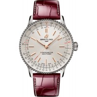 Breitling Navitimer Automatic 36 Silver Dial Leather Strap Women's Replica Watch A17327211G1P1