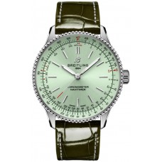 Breitling Navitimer Automatic 36 Green Dial Leather Strap Women's Replica Watch A17327361L1P1