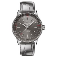 Breitling Navitimer Automatic 36 Grey Dial Leather Strap Women's Replica Watch A17327381B1P1